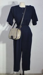 Rack E-A Mary Ann Restivo Blue Short Sleeve Jumpsuit, Size Small