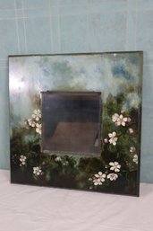 Folk Art Mirror Hand-Painted Crabapple Blossom Border