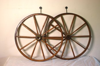 Pair Of Small Wagon Wheels - Wall Hanging