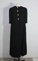 Rack E-vintage Satin Black Dress With RHINESTONE Buttoms  Size M