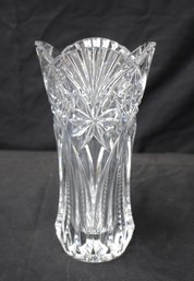 Vintage 12'h  Vase Glass-Cut Lead Crystal Etched Heavy Glass