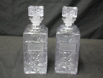 Vintage Keystoneware Glass Crystal Scotch Rye Decanter Set