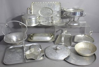 Assortment Of Vintage Aluminum Serveware
