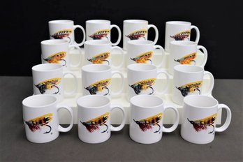 Set Of 16 Fly Fishing  Tied Fly Mugs, Winnie Staniford Designs, Inc.