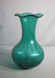 Striking Turquoise Green Glass Vase-13.5'h