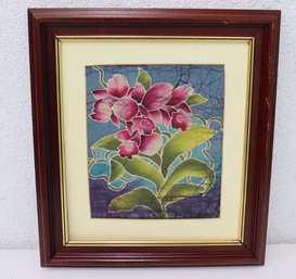 Textile Art - Framed Batik  Floral Still Life