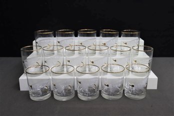 Set Of 16 Rocks/Lowball Glasses Fly Fishing  Tied Fly, Winnie Staniford Designs, Inc. NEW