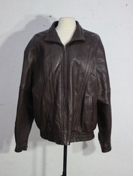 Rack E-Vintage Golden Collection By Raffaelo Men's Brown Leather Jacket Sz 48