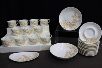 Partial Vera Neumann For Mikasa Bone China, Lacy Fern Brown Chinaware - Mostly Cups/saucers