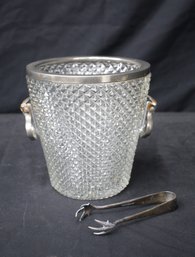 Diamond Cut Press Glass And Silver Plate Champagne Bucket