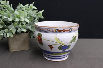 Vintage Hand-Painted Floral Deruta-style Planter - Made In Italy PV 73173