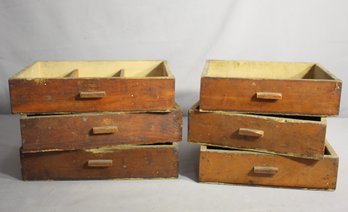 Set Of 6 Vintage Wooden Storage Drawers