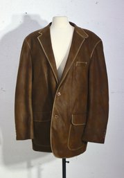 Rack E-mantoni Italy Mens Faux Leather Nubuck Dress Coat Blazer Size  XL Brown