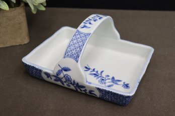 Fitz & Floyd Blue & White Japanese Porcelain Handled Basket