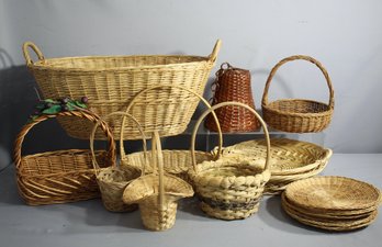 Group Lot Of Wicker Baskets