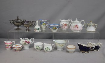 Group Lot Of Vintage Chinaware Teapots, Creamer/Sugars, And More