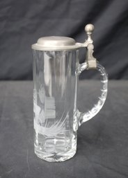 Etched Crystal Beer Stein, Vintage
