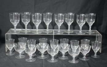 24pc Mixed Size Lot Of Twisted Braid Stem Cut Glass Wine Goblets