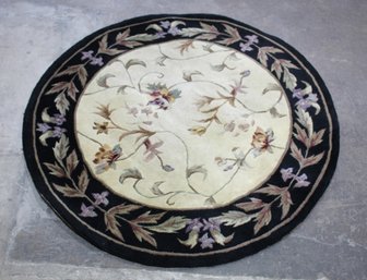 Circular Floral Handcrafted Wool Rug  48' Round