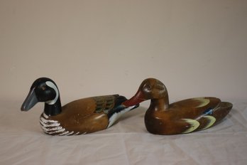 Two (2) Hand Paint Wooden Duck Decoy