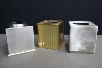 Three Decorative Metal Tissue Box Covers