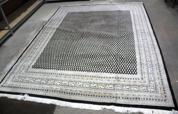 Black And White Geometric Carpet With Intricate Border Design  140' X 105.5