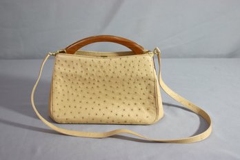 Vintage Suarez Tan Ostrich Wooden Handle Bag