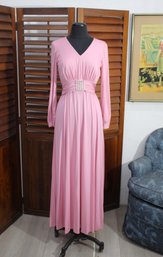 Vintage Pink Maxi Dress With Rhinestone Detail- Size Small