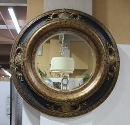 Massive Empire Style Round Mirror In Ornate Frame