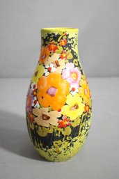 Mid-Century Mr. Norman Creation Yellow Floral Vase, Made In Italy #586