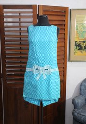 Reversible Vintage Polka Dot And Stripe Dress With Matching Shorts-size Small