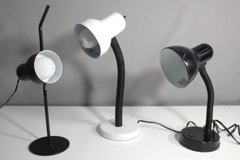 Three Table Lamps- 2 Gooseneck And One  Adjustable Table Lamp