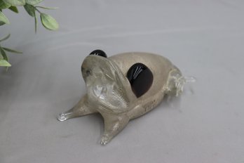 Murano Glass Crystal Frog, Signed
