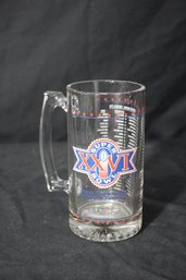 Large Super Bowl XXVI Metrodome Minneapolis Commemorative Game Day Glass Stein Mug