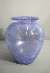 Captivating Large Blue Glass Vase With Iridescent Finish