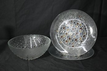 Confetti Bubble Glass Textured Platter, Fruit, And Serving Bowls