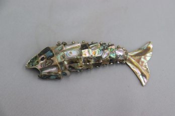 Vintage MCM Articulated Fish Abalone Shell Bottle Opener