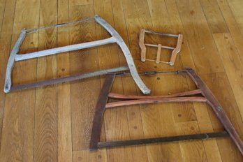 Three ( 3) Antique Wooden Frame Bow Saws