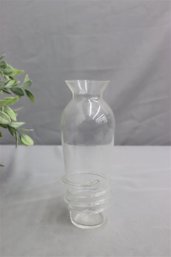 Vintage MCM Clear Art Glass Vase With Applied Clear Glass Helix