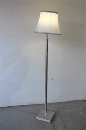 Brushed Metal Square Base Floor Lamp With Bell Shade
