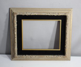 Ornate Vintage Picture Frame With Black Velvet Mat And Gold Trim