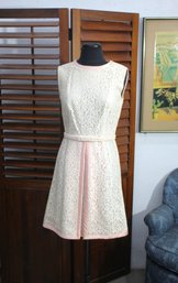 Vintage Lace Dress With Silk Ribbon Detail, Size Small