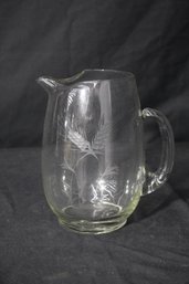 Vintage Wheaton Ware Crystal Water Pitcher W Hand Etched Wheat Design