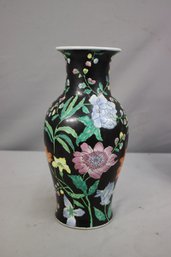 Chinese Famille Noir Porcelain Vase Six Character Red Mark On Bottom