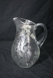 Vintage Sterling Silver Overlay Glass Pitcher