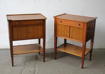 Pair Vintage CHARAK FURNITURE Side End Tables. Tambour Doors