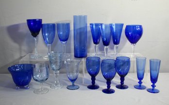 Assorted Lot Of Cobalt Blue Glass