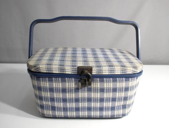 Vintage Blue & White Sewing Basket 13' X 8.5'