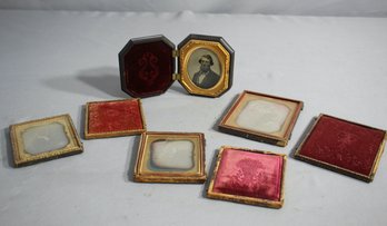 4PC Victorian  AMBROTYPE Leather & Wood Photos