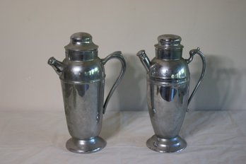 Pair Of  Pewter Tea /Coffee Pot Pitcher With Lid